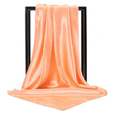 DAIIIBABYYY  -  Imitation Silk Scarf Pure color Women Satin Square Hijab Scarfs For Ladies Luxury Shawl 90*90 Bandana Large Hair Head Scarf