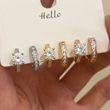 Daiiibabyyy  Silver Zircon Asymmetrical Round Hoop Earring for Women Trendy Fashion Jewelry Minimalist Geometric Accessories