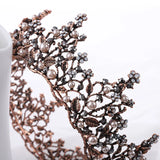 Daiiibabyyy  Baroque Pink Black Crystal Rhinestone Round Crown Tiara Hair Jewelry Wedding Hair Accessories Bridal Queen Party Crowns