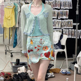 Daiiibabyyy  Summer Fashion New Dopamine Sweet Girl Half Skirt Printed Street Spicy Girl High Waist Bag Hip Half Skirt