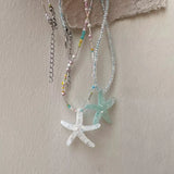 Daiiibabyyy  Y2K Large Resin Star Starfish Beads Pendant Necklace for Women Trendy Summer Beach Vacation Jewelry On Neck Accessories Female