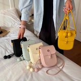 Daiiibabyyy  Luxury Brand Mini Yellow Crossbody Bag for Women Soft PU Leather Shoulder Purse Fashion Cell Phone Flap Pocket Ladies Accessory