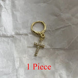 Daiiibabyyy  Silver Zircon Cross Pendant Hoop Earrings for Women Punk Personality Fashion Jewelry Minimalist Accessories