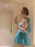 DAIIIBABYYY  -  Female Korean Fashion Halter Dresses Summer Women Clothing Fashionable Lacing Bow Off Shoulder Corset Sexy Dress Trend Sundress