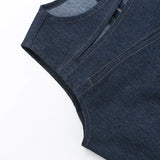 DAIIIBABYYY  -  Pure Sexy Hollow Out Imitation Denim Vest Top Women's Summer O-neck Slim Fit Tank Fashion Female Clothes
