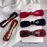 DAIIIBABYYY  -  3pcs Christmas Korean Black Red Checkered Bow Hair Clip for Women Exquisite Bow Design Duck Hair Pins Party Hair Accessory Gifts