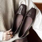 Daiiibabyyy  Retro Women's Shoes Exquisite Soft Leather Casual Shoes for Woman French Square Head Low Heels Designer Shoes Zapatos De Mujer