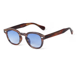 Daiiibabyyy  Vintage Fashion Shell Round Sunglasses Women Men Brand Design Retro Rivet Yellow Blue Lens Square Sun Glasses Female UV400