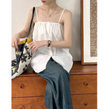 DAIIIBABYYY  -  Summer New Top with Western Style, Loose and Versatile, Solid Color, Girl's Sensation, Age Reducing Strap, Small Tank Top