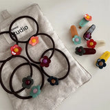 DAIIIBABYYY  -  Korean Style Acetate Fresh Girl's Age-Reducing Color-Blocking Flower Hair Band Ball Hair Tie Hair Band New Rubber Band