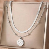 Daiiibabyyy  Stainless Steel Double Layer Heart Necklaces for Women Luxury Gold Color Love Beads Personality Choker Necklaces Jewelry Gifts