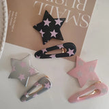 DAIIIBABYYY  -  2pc Cool Black Star Hair Side Clips Hairpin Crab for Girls Women Child Holiday Party Gift Hair Accessories Headwear Ornament