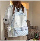 Daiiibabyyy  All Match High-capacity Backpack Women Students Travel Schoolbag Sweet Y2k Aesthetic Letter Print Dots Plaid Patchwork Backpacks