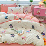 DAIIIBABYYY  -  New Little Fresh Pure Cotton Four Piece Set with 40 Thread Count All Cotton Bedding Ins Bed Sheet and Quilt Set with 4