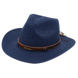 Daiiibabyyy  Vintage Summer Western Cowboy Hats Wide Brim Vacation Straw Cowgirl Hat Hiking Travel Sunscreen Visor Cap Outdoor