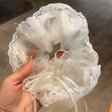 DAIIIBABYYY  -  Korean Luxury Ribbon Lace Large Scrunchies Female Girls White Sweet Hair Ropes Temperament Black Headband Fairy Ponytail Holder