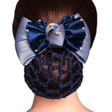 DAIIIBABYYYY  -  New Floral Lace Satin Bow Hair Net Barrette Bank Staff Flight Attendant Nurses Satin Hair Clip Net Snood Women Hair Accessories