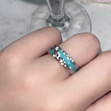 Daiiibabyyy  2Pcs/Pair Mint Green Matching Couple Friendship Lover Open Adjustable Rings Set Minimalist Engagement Wedding Rings Lovers Kit