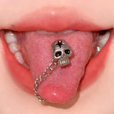 Daiiibabyyy  Goth Jewelry Skull Star Tongue Ring Sexy Accessories Chain Beads Tongue Nails Body Piercing Accessories Punk Glamor Aesthetic