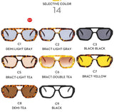DAIIIBABYYY  -  Leopard Trendy Women Sunglasses Square Chic Decorative Beach Sun Shades for Outdoor Travelling with UV Protection