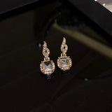 Daiiibabyyy  Exquisite Luxury Micro Inlaid Zircon Geometric Square Earrings for Woman Korean Fashion Jewelry Party Girls Unusual Earring