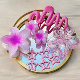 DAIIIBABYYY  -  10pcs multi-color hollow star BB clip, frangipani, wave grab clip combination set, washing tray hair shark clip hair ornament