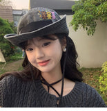 DAIIIBABYYY  -  Cute Bear Cowboy Hats Women Japanese Drawstring Bucket Hat Spring and Summer Outdoor Sunscreen Camping Mountaineering Sun Cap