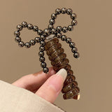 DAIIIBABYYY  -  Fashion Beaded Bow Telephone Wire Hairband Ponytail Braid Elastic Spiral Rubber Band Simple Hair Ties For Girls Hair Accessories