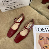 DAIIIBABYYY  -  2024 Red Spring New Women Mary Jane Shoes Fashion Round Toe Shallow Slip On Ladies Flat Shoes Soft Sole Outdoor Dress Ballerina