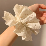 DAIIIBABYYY  -  Lace Bow Scrunchies Rubber Band Women New Hair Rope High Elasticity Ponytail Holder Headwear Solid Color Soft Scrunchy Hair Ties
