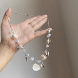 DAIIIBABYYY  -  Y2K Handmade Colorful Flower Shell Pendant Necklace for Women Fashion Natural Gravel Beaded Necklace Girl Aesthetic Jewelry