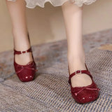 Daiiibabyyy  Ladies Shoes on Sale Mary Janes Women's High Heels Round Toe Bow Tie Dress Pumps Women Buckle Strap Crystal Med Heel Shoes