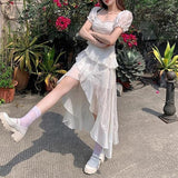 DAIIIBABYYY  -  Women Sweet Irregular Fashion Dress Elegant French Style Tighten The Waist 2024 Spring Summer New Dress Vintage Fashion Dress