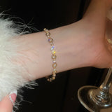 Daiiibabyyy  New Super Sparkling Water Bracelet Women Butterfly Knot Flower Chain Buckle Mouth Fashionable Style Bracelet European