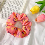 DAIIIBABYYY  -  Summer Chiffon Fruit Scrunchies Colorful Pink Green Large Hair Ties Ropes Sunny Cute Ponytail Holder For Young Girls Headwear