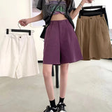 Daiiibabyyy  High Quality Cotton Casual Shorts Women Korean Wide Leg Straight Short Pans Women Summer Black  All Match Streetwear Bottoms New