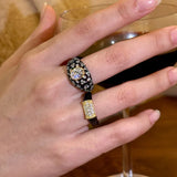 Daiiibabyyy  New Vintage Wide Sided Geometric Crystal Opening Rings for Women Luxury Shiny Contrasting Index Finger Rings Jewelry Gifts