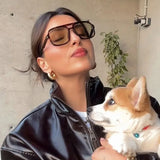 DAIIIBABYYY  -  Double Beam Rice Nail Sunglasses Women's New Style Simple And Fashionable Sunglasses Street Photography Sun Protection Glasses