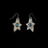 Daiiibabyyy  Bohemian Imitation Green Stone Star Pendant Earrings for Women Vintage Geometric Irregular Star Drop Earrings Jewelry Gifts