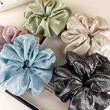 DAIIIBABYYY  -  Elegant Shiny Bright Silk Scrunchies Pink White Oversized Hair Ties Rope Lazy Low Ponytail Holder Women Student Girls Hair Bands