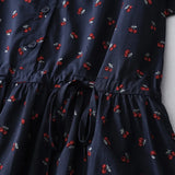 Daiiibabyyy  Summer Floral Print irt Dr High Waist ort Sve Midi Dr Thin Cotton Polyester Blend Floral Skirt High Waist Belted