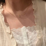 Daiiibabyyy  Retro Exquisite Inlaid Small Zircon Gold Color Choker Necklaces Clavicle Chain Women's New Trend Jewelry