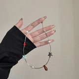 Daiiibabyyy  Cute DIY Starfish Pearl Resin Drop Beads Clavicle Chain For Women Girls Summer Vacation Necklace Jewelry