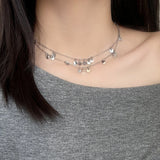 Daiiibabyyy  Silver Planchet Tassel Pendant Necklaces for Women Classic Geometric Fashion Jewelry Minimalist Accessories