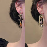 Daiiibabyyy  Elegant Freshwater Pearl Hoop Earrings For Women Luxury Vintage Tassel New Year's Jewelry Accessories