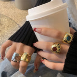 Cute cat claw metal ring ins cold style wide version hollow ring