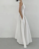 DAIIIBABYYY  -  Spliced Side Pleated Vest Sleeveless Dress Women 2025 Summer New Style French Luxury Slimming Long Elegant