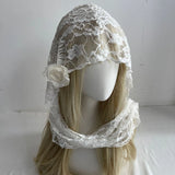 Daiiibabyyy  Spring New Girl's Hollow Lace Lolita Headcloth Photo Decoration Korean Ins Silk Scarf Versatile Skirt Kawaii Women's Accessories