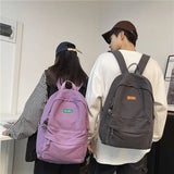 Daiiibabyyy Fashion Solid Color Man Canvas Backpacks Simple College Students backpack Teenage Girls High Quality Schoolbag Travel Laptop Bag