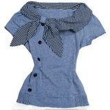 Daiiibabyyy  New Summer Cotton American Vintage Navy Collar Irregular Short Sleeve Millennial Style Y2k Top T-shirt For Women